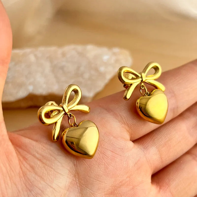 18k Gold Plated Bow-Heart Themed Jewellery Set
