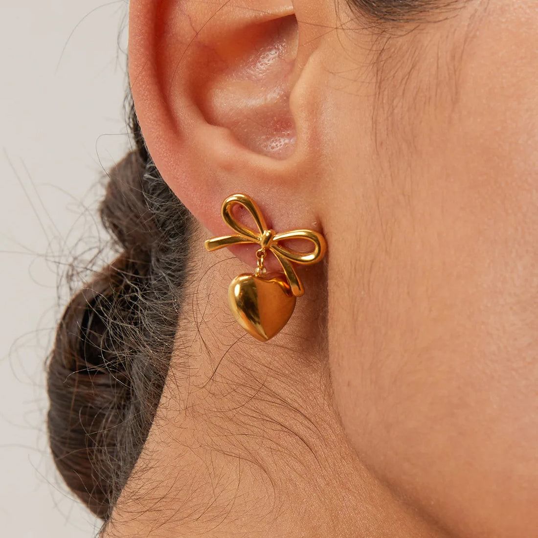 18k Gold Plated Bow-Heart Themed Jewellery Set