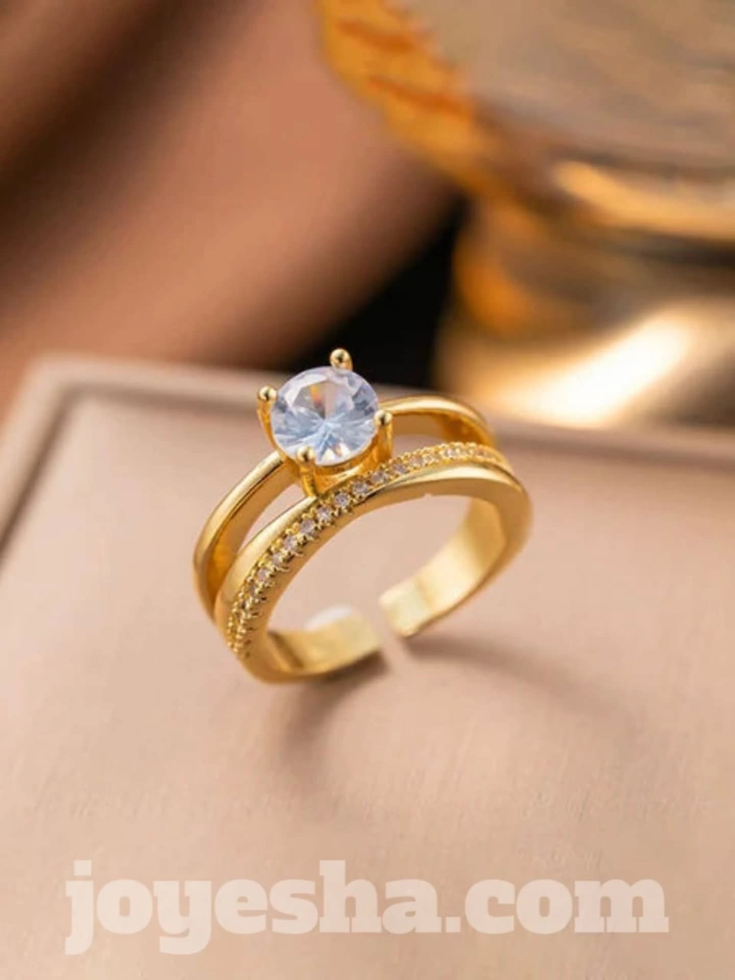 18k Gold Plated Anti Tarnish Stainless Steel Contemporary Adjustable Finger Ring