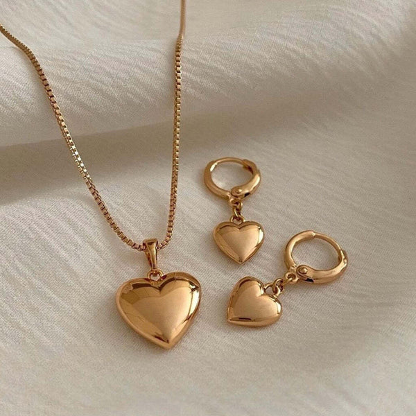 18k Gold-Plated Anti Tarnish Heart Themed Jewellery Set