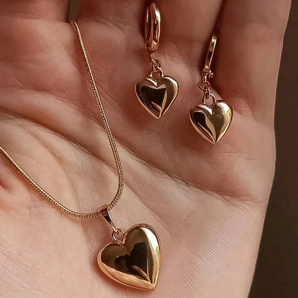 18k Gold-Plated Anti Tarnish Heart Themed Jewellery Set