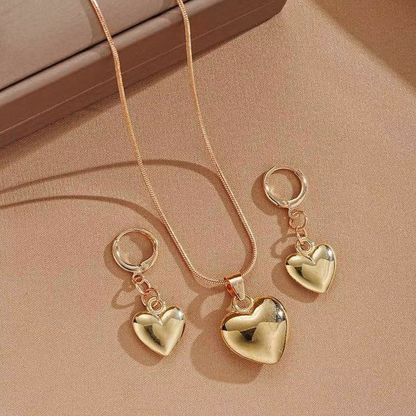 18k Gold-Plated Anti Tarnish Heart Themed Jewellery Set