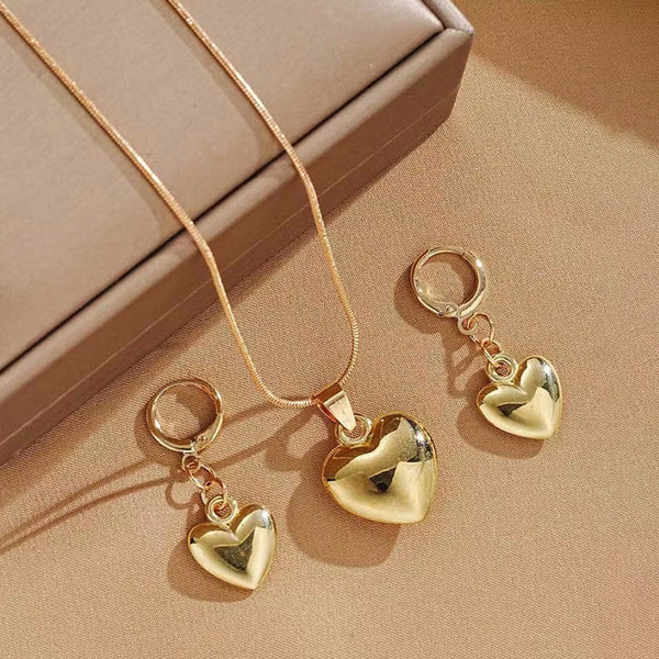 18k Gold-Plated Anti Tarnish Heart Themed Jewellery Set