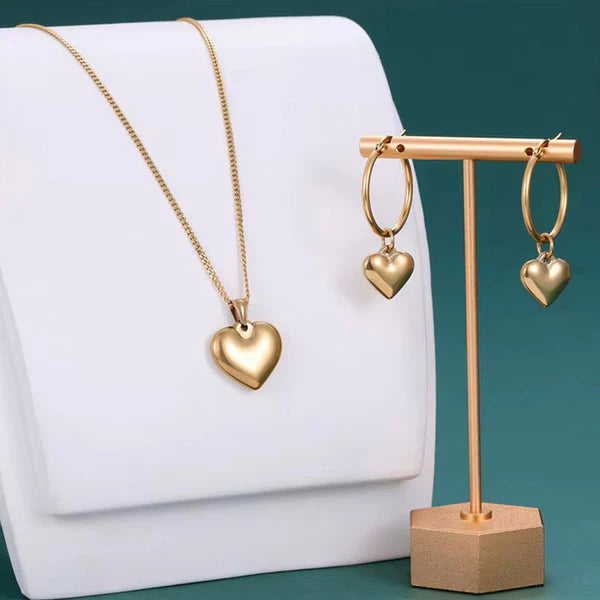 18k Gold-Plated Anti Tarnish Heart Themed Jewellery Set