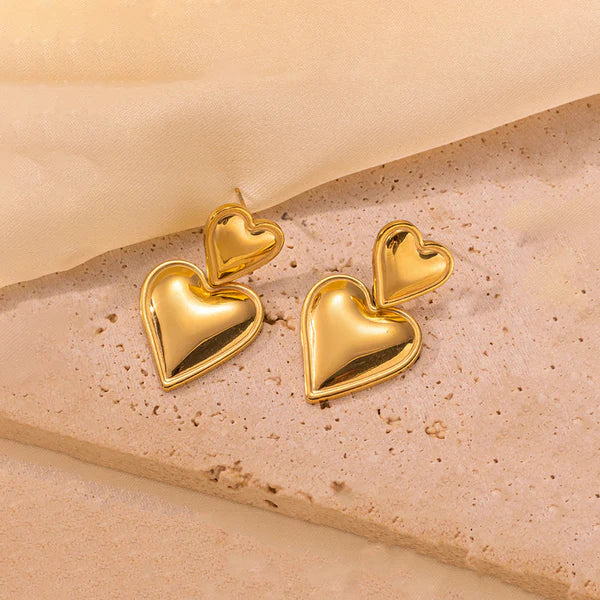 18kGold Plated Anti Tarnish Heart Themed Earrings