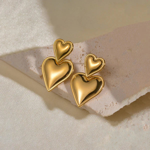 18kGold Plated Anti Tarnish Heart Themed Earrings