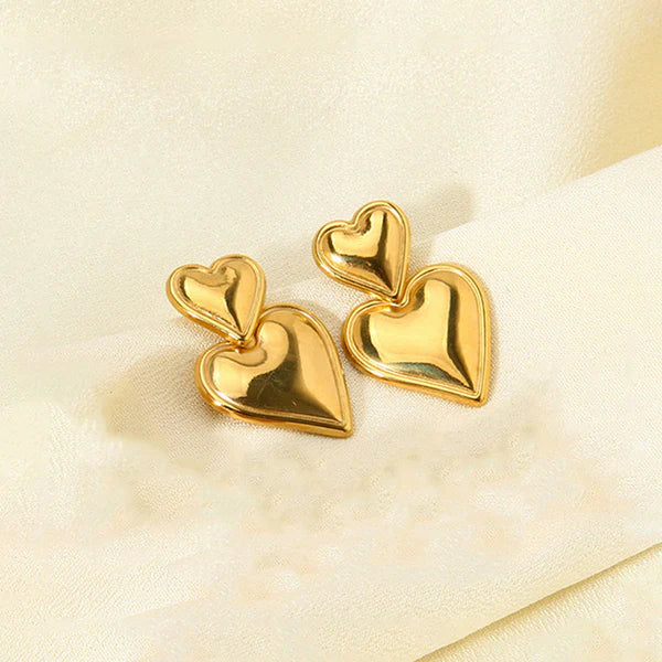 18kGold Plated Anti Tarnish Heart Themed Earrings