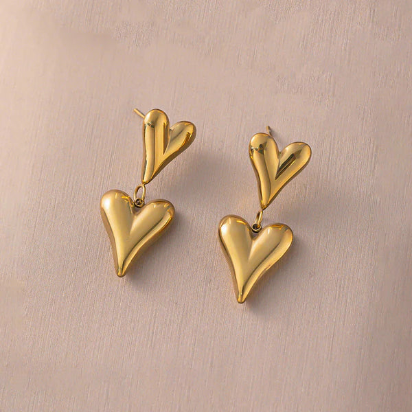 18kGold Plated Anti Tarnish Heart Themed Earrings