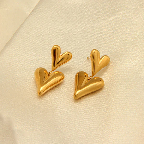 18kGold Plated Anti Tarnish Heart Themed Earrings