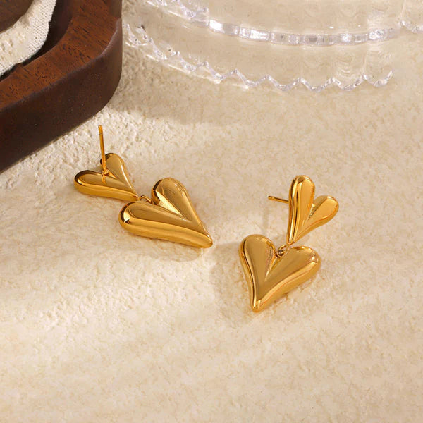 18kGold Plated Anti Tarnish Heart Themed Earrings