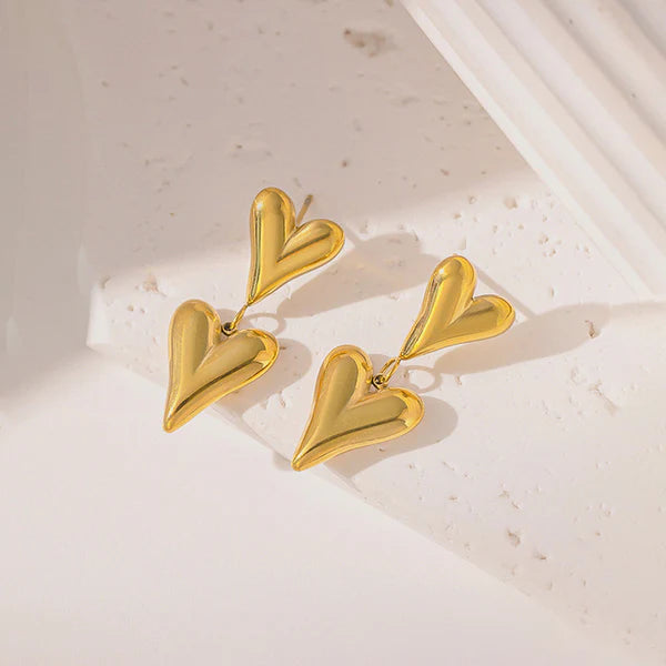18kGold Plated Anti Tarnish Heart Themed Earrings