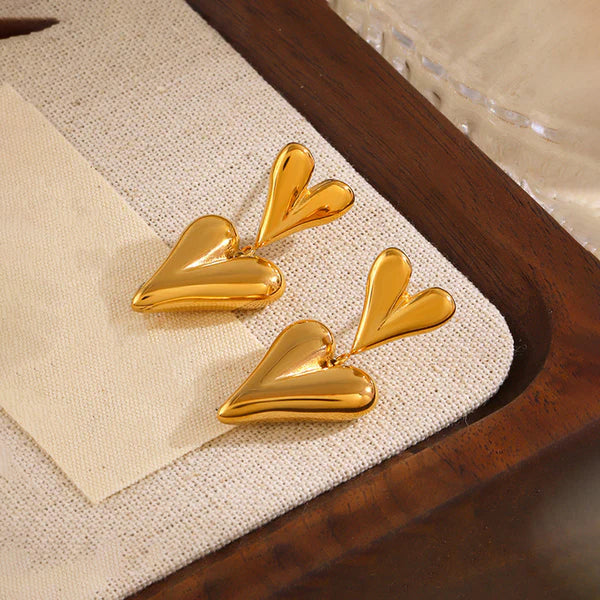 18kGold Plated Anti Tarnish Heart Themed Earrings
