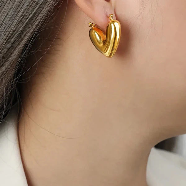 18k Gold Plated Anti Tarnish Heart Themed Earrings