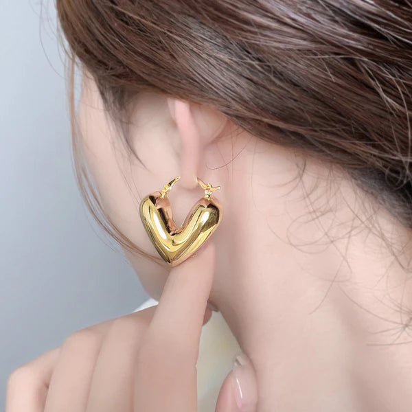 18k Gold Plated Anti Tarnish Heart Themed Earrings
