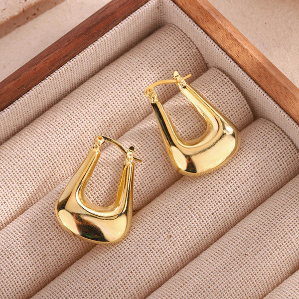 18k Gold Plated Anti Tarnish Chunky Geometric Statement Hoop Earrings