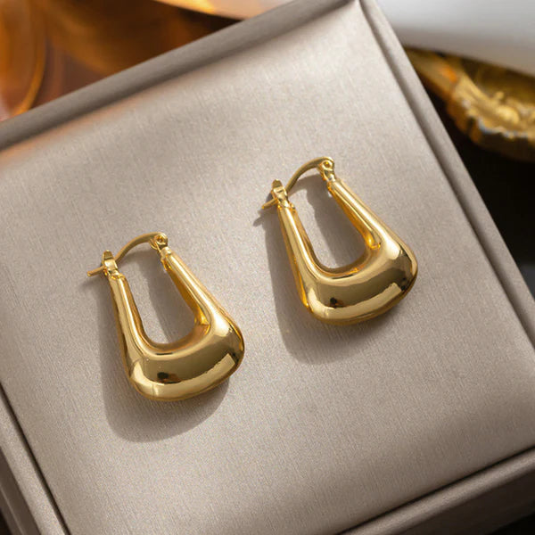 18k Gold Plated Anti Tarnish Chunky Geometric Statement Hoop Earrings