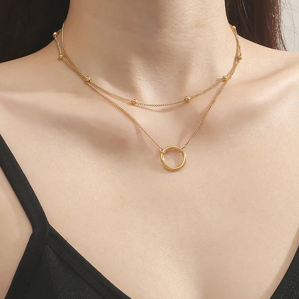 Gold Plated Hoop Pendant Necklace