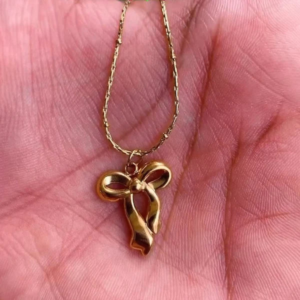 18k Gold-Plated Anti Tarnish Infinity Bow Pendant