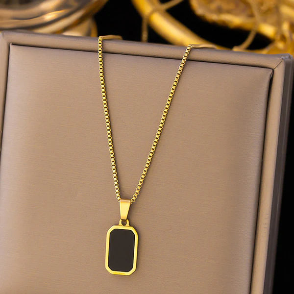 18kGold-Plated Anti Tarnish Black Geometric Pendant