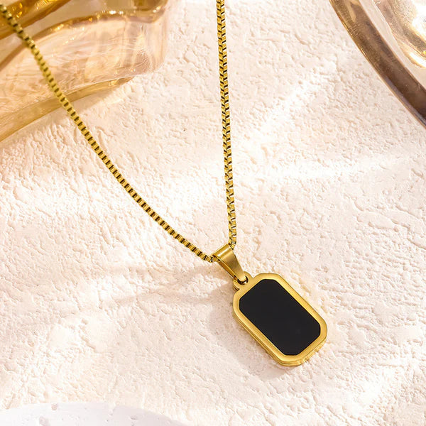 18kGold-Plated Anti Tarnish Black Geometric Pendant