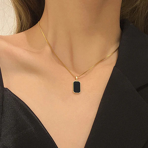 18kGold-Plated Anti Tarnish Black Geometric Pendant