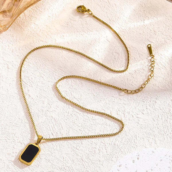 18kGold-Plated Anti Tarnish Black Geometric Pendant