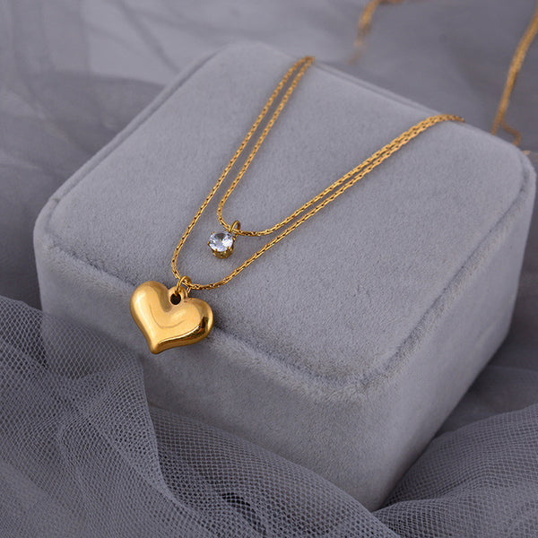 18k Gold-Plated Anti Tarnish Heart Themed Layered Pendant