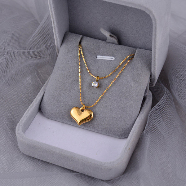 18k Gold-Plated Anti Tarnish Heart Themed Layered Pendant
