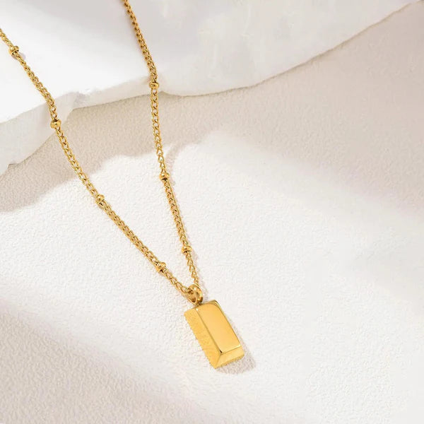 Gold Plated Anti Tarnish Stainless Steel Golden Rectangular Pendant