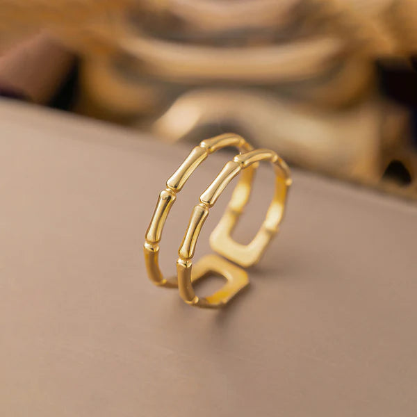 18k Gold Plated Stainless Steel Contemporary Adjustable Finger Ring