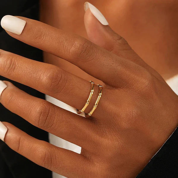 18k Gold Plated Stainless Steel Contemporary Adjustable Finger Ring