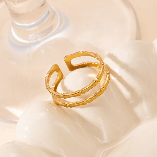 18k Gold Plated Stainless Steel Contemporary Adjustable Finger Ring