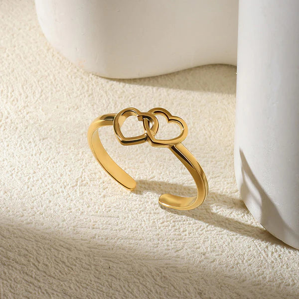 18k Gold Plated Stainless Steel Contemporary Adjustable Finger Ring