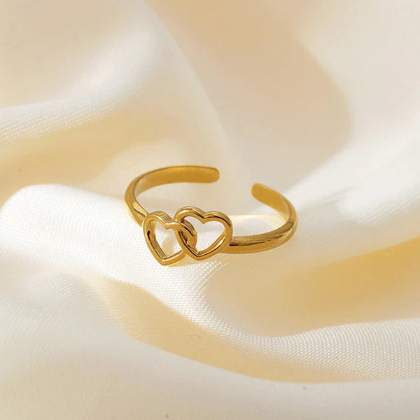 18k Gold Plated Stainless Steel Contemporary Adjustable Finger Ring