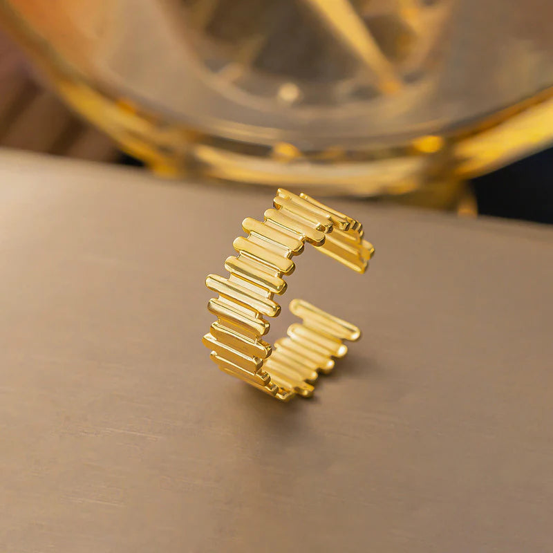 18k Gold Plated Stainless Steel Contemporary Adjustable Finger Ring
