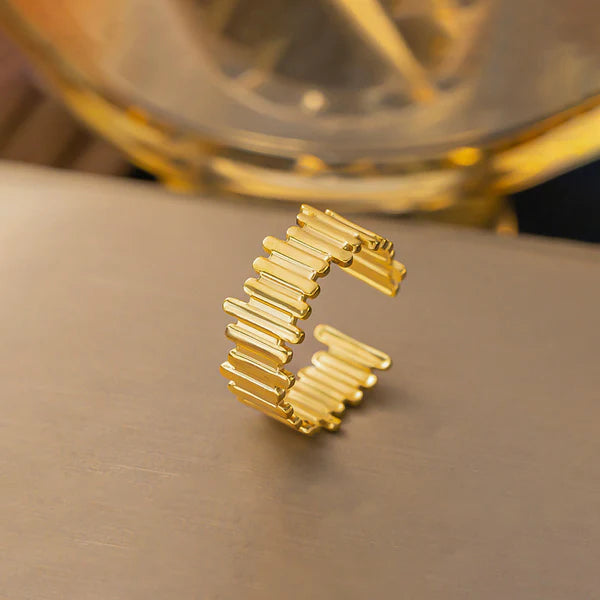 18k Gold Plated Stainless Steel Contemporary Adjustable Finger Ring