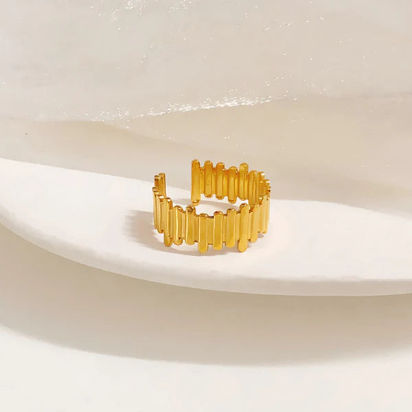 18k Gold Plated Stainless Steel Contemporary Adjustable Finger Ring