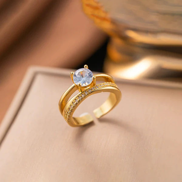 18k Gold Plated Anti Tarnish Stainless Steel Contemporary Adjustable Finger Ring