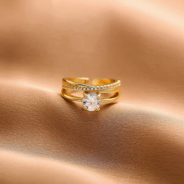 18k Gold Plated Anti Tarnish Stainless Steel Contemporary Adjustable Finger Ring