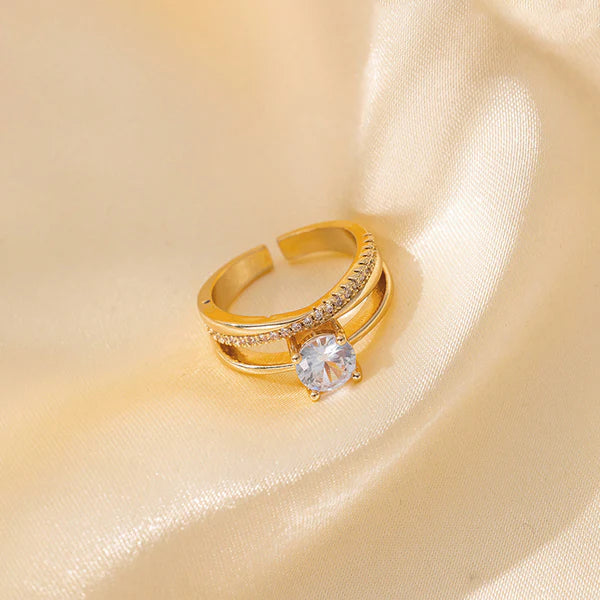 18k Gold Plated Anti Tarnish Stainless Steel Contemporary Adjustable Finger Ring