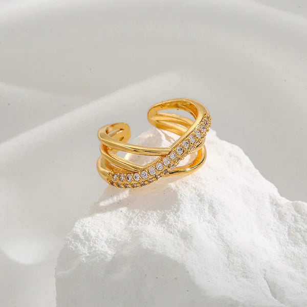 18k Gold Plated Shaped Adjustable Finger Ring