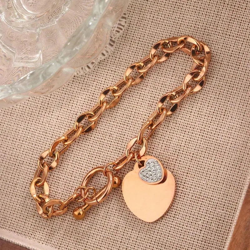 8K Gold Plated Heart Shape&nbsp; Clasp rosev gold  Closure Bracelets