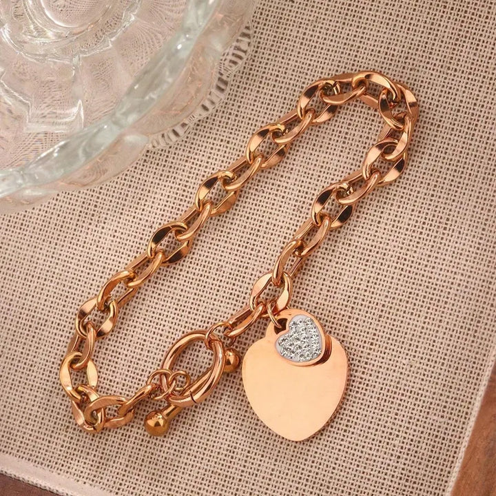 8K Gold Plated Heart Shape&nbsp; Clasp rosev gold  Closure Bracelets