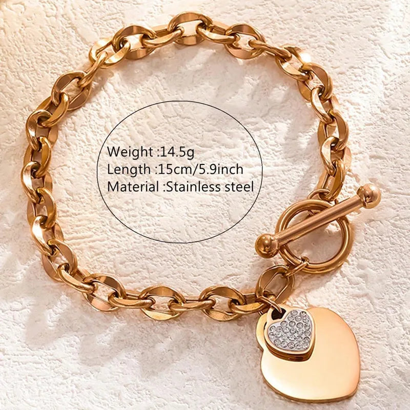 8K Gold Plated Heart Shape&nbsp; Clasp rosev gold  Closure Bracelets
