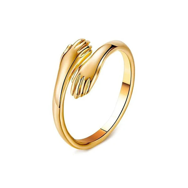 Gold-Plated Hug Shaped Adjustable Hug Day Finger Ring