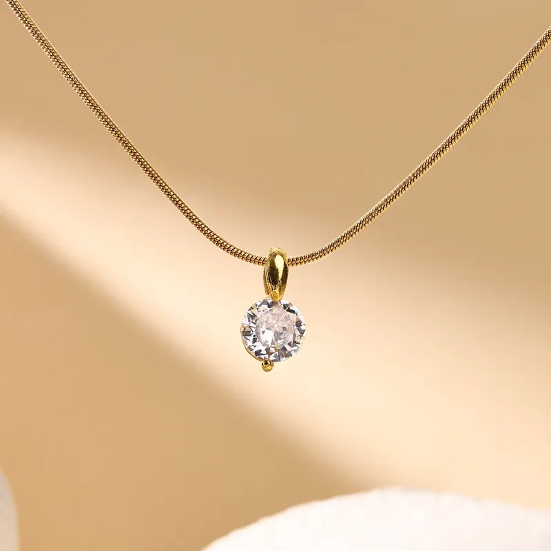 18K Gold Plated Plating Inlay Pendant Necklace