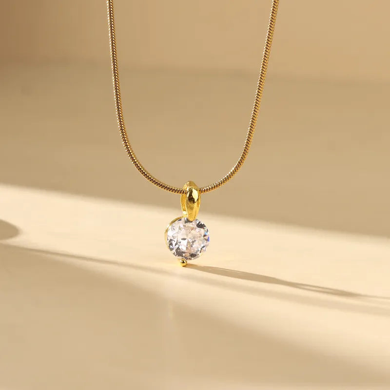 18K Gold Plated Plating Inlay Pendant Necklace