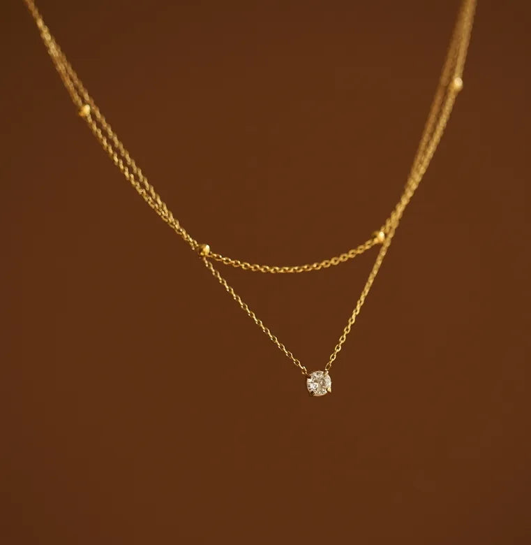 18k gold plated Zircon Inlay Double Layer Necklaces