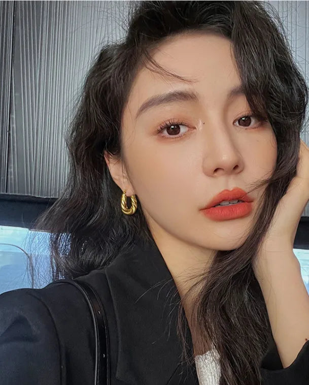 18K Gold plated  Twist Classic Style Waterproof Ear Studs