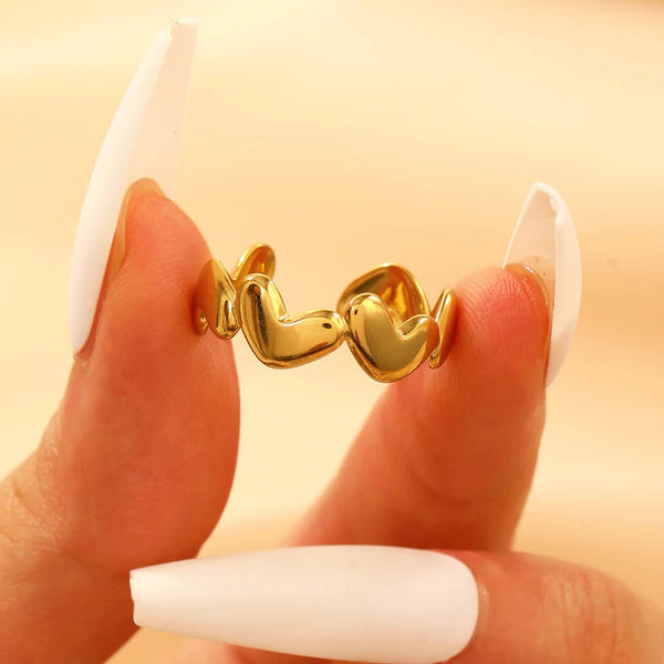 18 k gold plated little hearts Adjustable Finger Ring